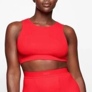 SKIMS Size 4X Cotton Rib Super Crop Tank Ruby AP-CRP-1399 NWT